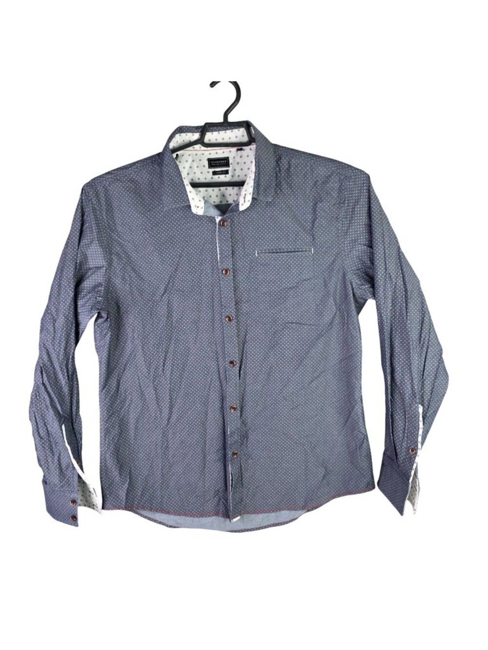 Mens 7Diamonds Wild Light Classic Fit Navy Diamond Pattern Button-Up Shirt XL